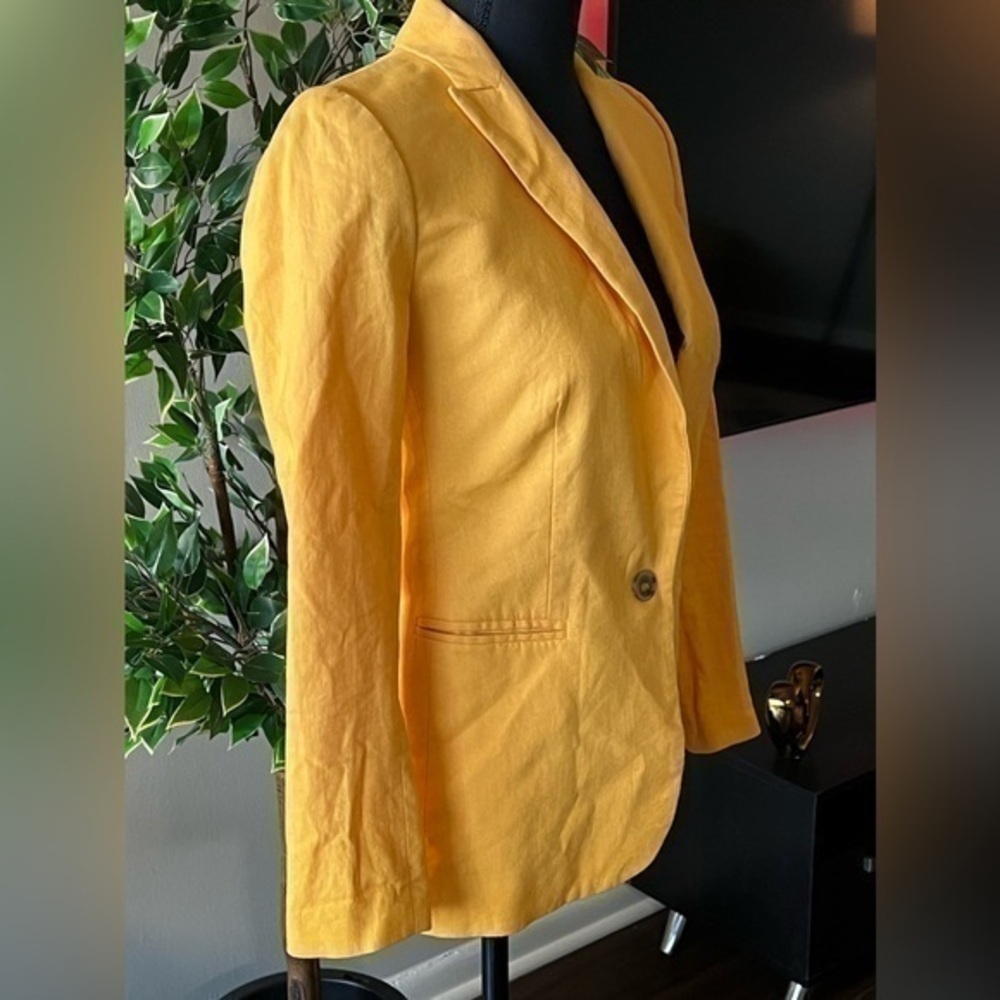 JCrew Factory Linen/Cotton Yellow Blazer Size 00
